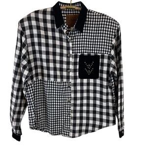 Saddle Ridge Vintage Collection Black & White Flannel Shirt Size Large